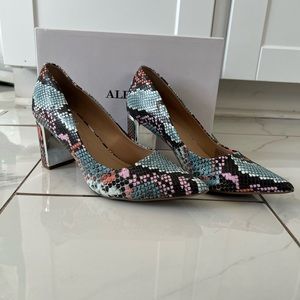 Alfani Women's Size 8 Jensonn Block-Heel Pumps Snake Skin Design